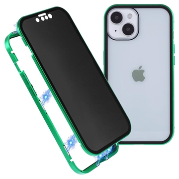 Carcasa Magnética con Cristal Templado de Privacidad para iPhone 15 Plus - Verde