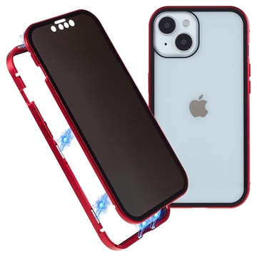 Carcasa Magnética con Cristal Templado de Privacidad para iPhone 15 Plus - Rojo