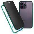 Carcasa Magnética con Cristal Templado de Privacidad para iPhone 15 Pro - Verde