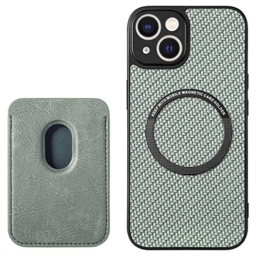 Carcasa con Tarjetero para iPhone 15 - Fibra de Carbon - Verde