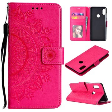 Funda estilo Cartera para Xiaomi Redmi Note 5 Pro - Serie Mandala - Rosa Fuerte