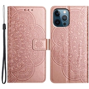 Funda Mandala Series para iPhone 16 Pro Max - Estilo Cartera - Rosa Dorado