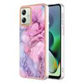 Funda TPU Marble Pattern Electrochapada IMD para Motorola Moto G54 - Azul / Rosa