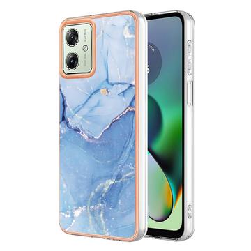 Funda TPU Marble Pattern Electrochapada IMD para Motorola Moto G54 - Azul