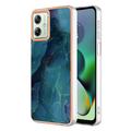 Funda TPU Marble Pattern Electrochapada IMD para Motorola Moto G54 - Verde