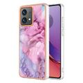 Funda de TPU Marble Pattern Electrochapada IMD para Motorola Moto G84 - Azul / Rosa