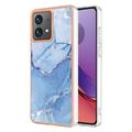 Funda TPU Marble Pattern Electrochapada IMD para Motorola Moto G84 - Azul