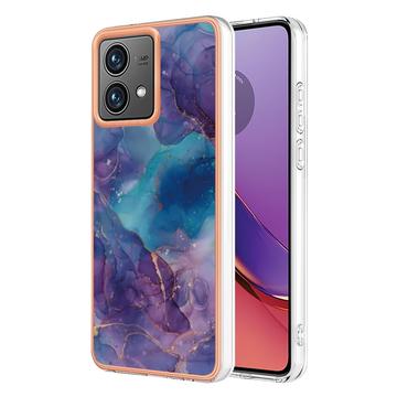 Funda TPU Marble Pattern Electrochapada IMD para Motorola Moto G84 - Púrpura