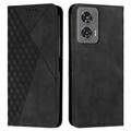 Funda de cartera con diseño de rombos y cierre magnético para Motorola Edge 50 Fusion - Negro