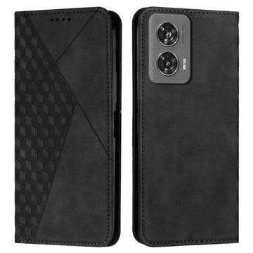 Funda de cartera con diseño de rombos y cierre magnético para Motorola Edge 50 Fusion