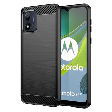 Carcasa de TPU Brushed para Motorola Moto E13 - Fibra de Carbono - Negro