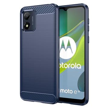 Carcasa de TPU Brushed para Motorola Moto E13 - Fibra de Carbono - Azul