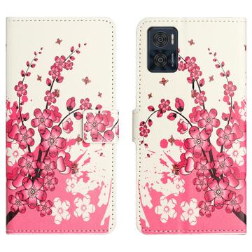 Funda Style para Motorola Moto E14 - Estilo Cartera - Flores Rosas