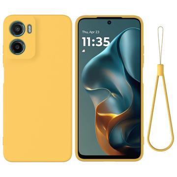 Motorola Moto G05/E15 Funda de silicona líquida con correa de mano