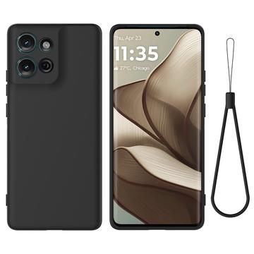 Motorola Moto G75 Funda de silicona líquida con correa de mano