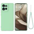 Motorola Moto G75 Funda de silicona líquida con correa de mano - Verde