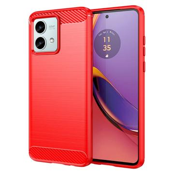 Carcasa de TPU Brushed para Motorola Moto G84 - Fibra de Carbono - Rojo