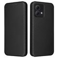 Funda con Tapa para Motorola Moto G84 - Fibra de Carbon - Negro