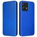 Funda con Tapa para Motorola Moto G84 - Fibra de Carbon - Azul