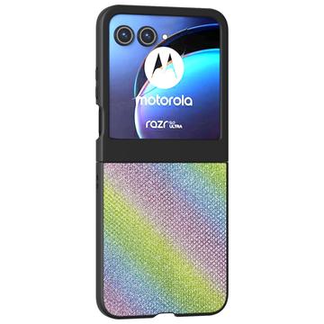 Funda híbrida con textura de diamantes de imitación para Motorola Razr 50 - Colorido