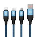 NILLKIN Swift Pro Cable 3-en-1 USB trenzado de nylon a Type-C / iP / Micro Cable de carga - Azul