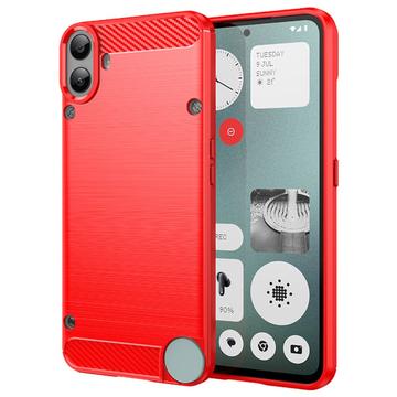 Carcasa de TPU Brushed para Nothing CMF Phone 1 - Fibra de Carbono - Rojo