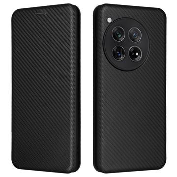 Funda con Tapa para OnePlus 12 - Fibra de Carbon - Negro