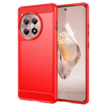 Carcasa de TPU Brushed para OnePlus 12R/Ace 3 - Fibra de Carbono - Rojo