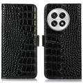 Funda Crocodile con RFID para OnePlus 13 - Estilo Cartera - Negro