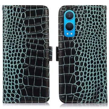 Funda Crocodile con RFID para OnePlus Nord CE4 Lite/Oppo K12x - Estilo Cartera - Verde