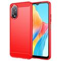 Carcasa de TPU Brushed para Oppo A18/A38 - Fibra de Carbono - Rojo