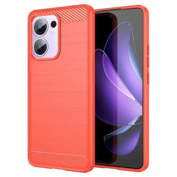 Carcasa de TPU Brushed para Oppo Reno13 F - Fibra de Carbono - Rojo