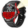 Smartwatch KT76 impermeable con brújula y linterna - 1.53" - Rojo / Negro