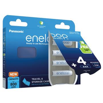 Panasonic Eneloop BK-3MCDEC4BE Pilas recargables AA 2000mAh con caja de almacenamiento - 4 uds.