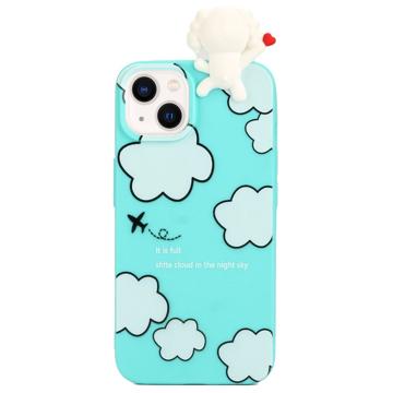 Carcasa de TPU Serie de Figuras 3D para iPhone 14 - Nube / Perro