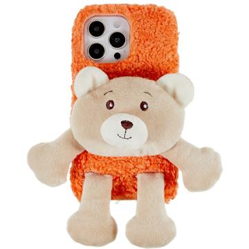 Carcasa de TPU 3D Plush Doll para iPhone 14 Pro - Naranja / Llevar