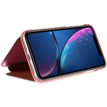 Funda con Tapa Luxury Series Mirror View para iPhone XR - Rosa Dorado