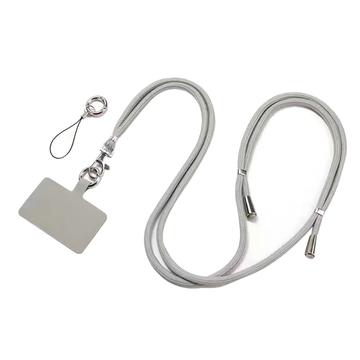 Cordón para teléfono de poliéster ajustable al cuello de 5 mm Correa para teléfono móvil de Crossbody con parche - Gris