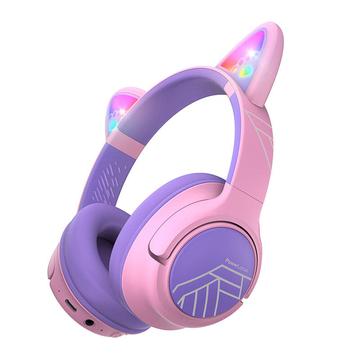 PowerLocus Bobo Cat Ears Auriculares inalámbricos para niños - Rosa / Morado