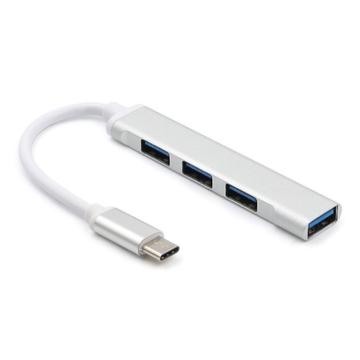 Concentrador USB-C Premium con 4 puertos USB-A - Aluminio - Plata