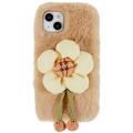 Carcasa de TPU 3D Plush Doll para iPhone 14 - Beige / Flor