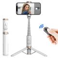 Q12 Palo y trípode extensible para selfies con mando Bluetooth - Blanco