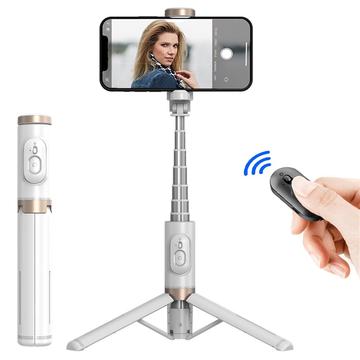 Q12 Palo y trípode extensible para selfies con mando Bluetooth - Blanco