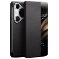 Funda de Cuero con Tapa Qialino Smart View para Huawei Pura 70 Ultra - Clásico - Negro