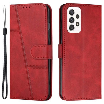 Funda con Soporte Serie Quilted para Samsung Galaxy A32 (4G) - Estilo Cartera - Rojo