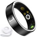 R20 Ceramic Resin Health Monitoring Smart Ring con estuche de carga - Tamaño: 10/19.8mm - Negro