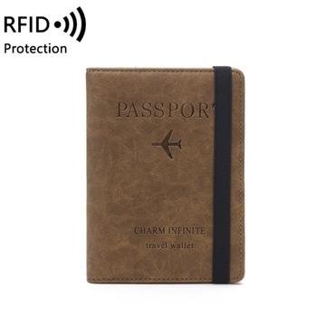 Cartera de Viaje con Bloqueo RFID / Portapasaportes - Café