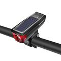 ROCKBROS HJ-052 Luz delantera de bicicleta con cargador solar y timbre - Negro/Rojo