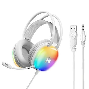 Remax RM-706 Auriculares de juego con cable, micrófono e iluminación RGB - Blanco