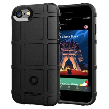 Carcasa de TPU Rugged Shield para iPhone 7/8/SE (2020)/SE (2022) - Negro